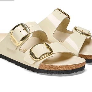 BIRKENSTOCK BIG BUCKLE ARIZONA SANDAL- COLOR ECRU